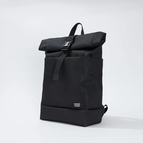 Рюкзак під ноутбук Чорний Rolltop Roomy Twins