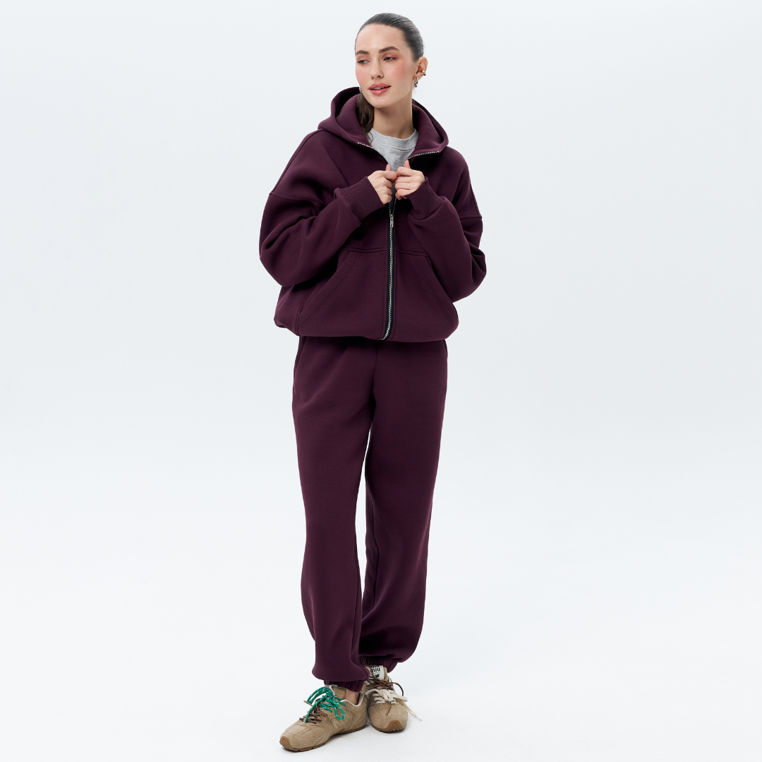 Купить Худи на замке Бордо утепленный FW 24-25 - Twins Store