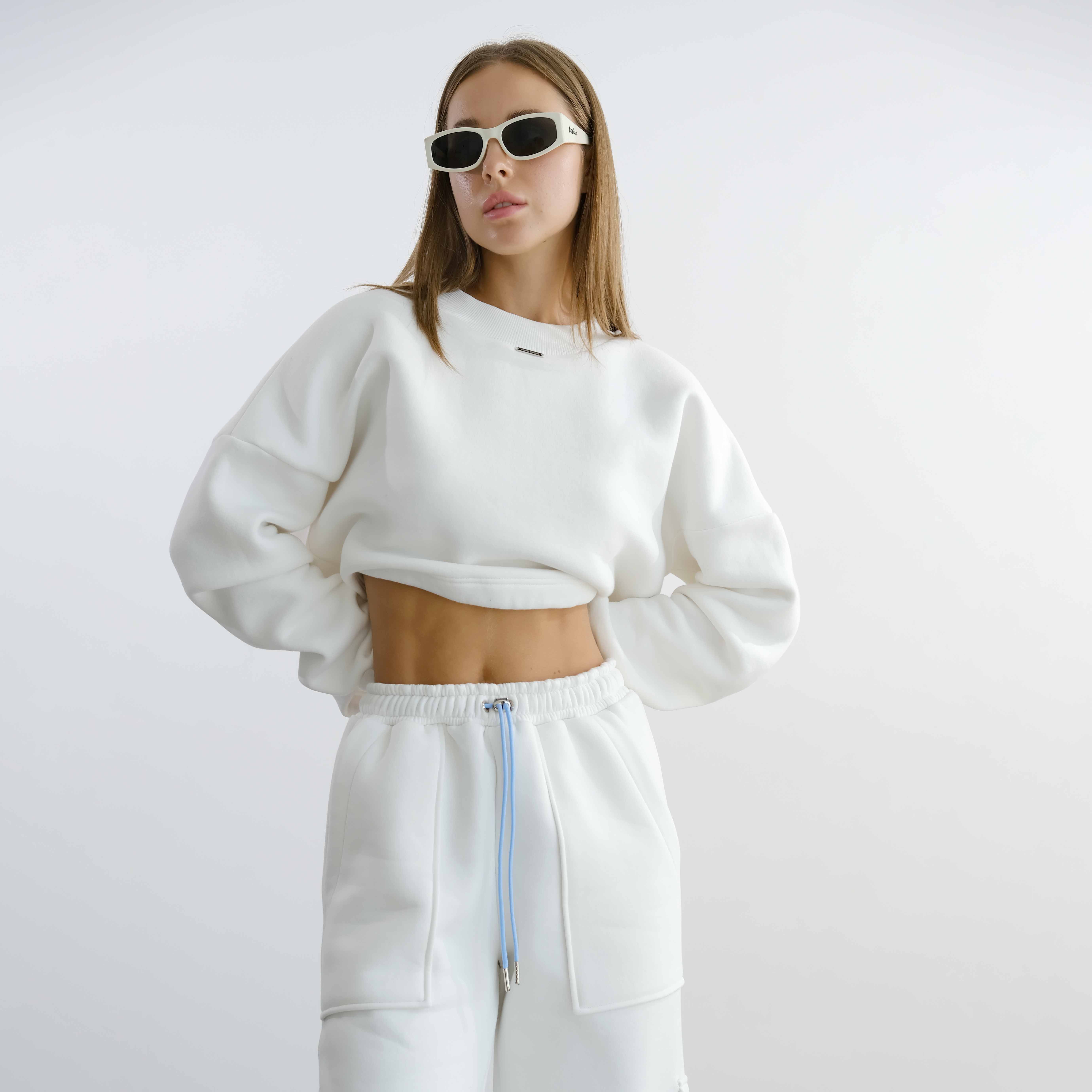 Купить белый кроп топ (SS23) от украинского бренда TWINS STORE